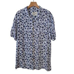 Kahuna Bay Visitor Hawaiian Shirt Blue Palm Trees Tropical Beach Viscose Large